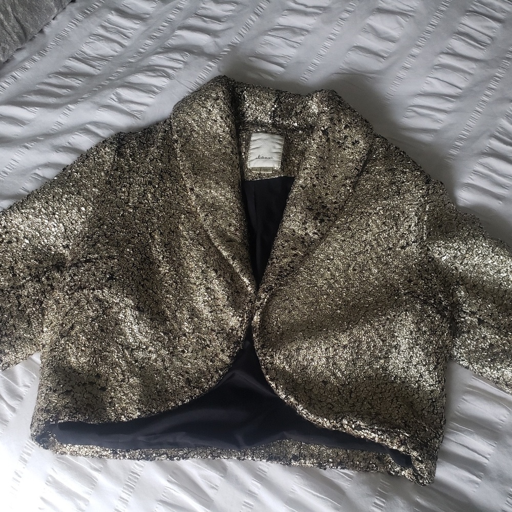 Elevenses Gold wool shrug L